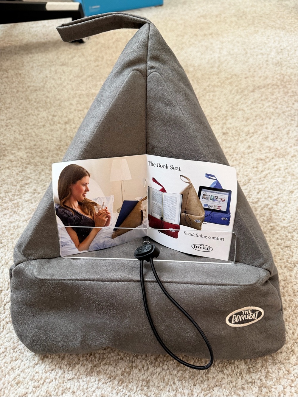 The Book Seat Reading Pillow in Charcoal Gray